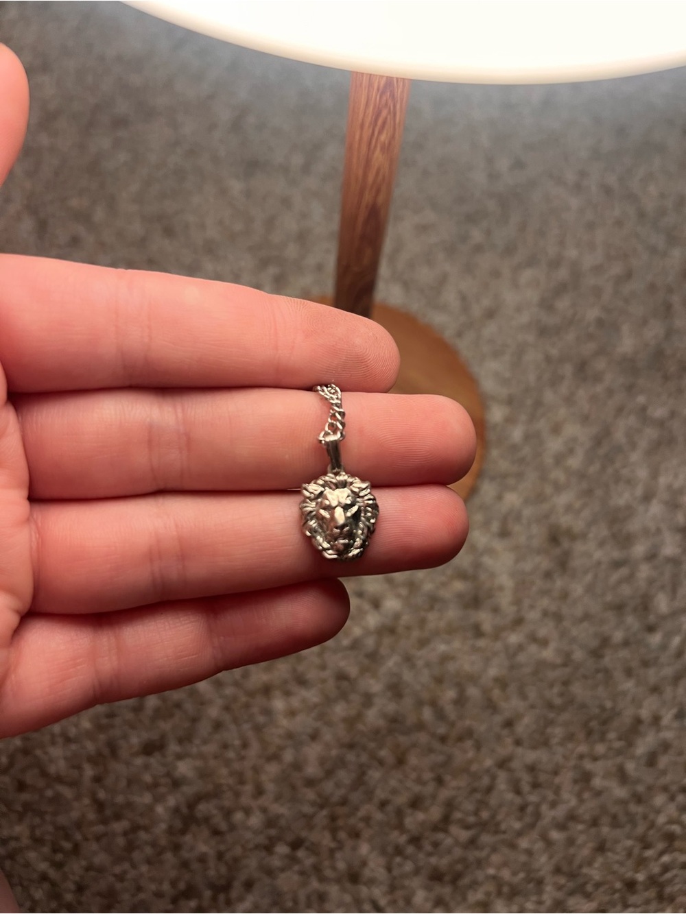 Silver Lion Head Pendant Necklace - Women Jewelry